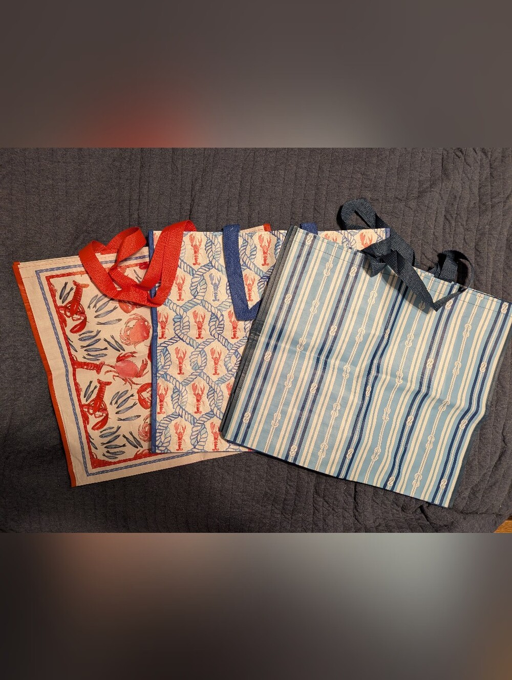 Lobster & Nautical Rope Pattern TJ Maxx 3 Tote Bags